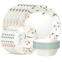 Corelle Lightweight Plates Wildflower Scatter 18-piece Dinnerware Set, Service for 6