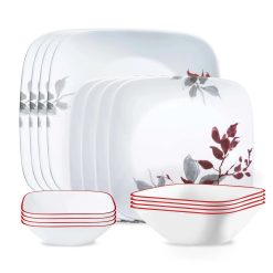 Corelle Lightweight Plates Kyoto Leaves 16-piece Dinnerware Set, Service for 4