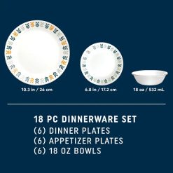 Alternative view of Corelle Lightweight Plates Anders 18-piece Dinnerware Set, Service for 6