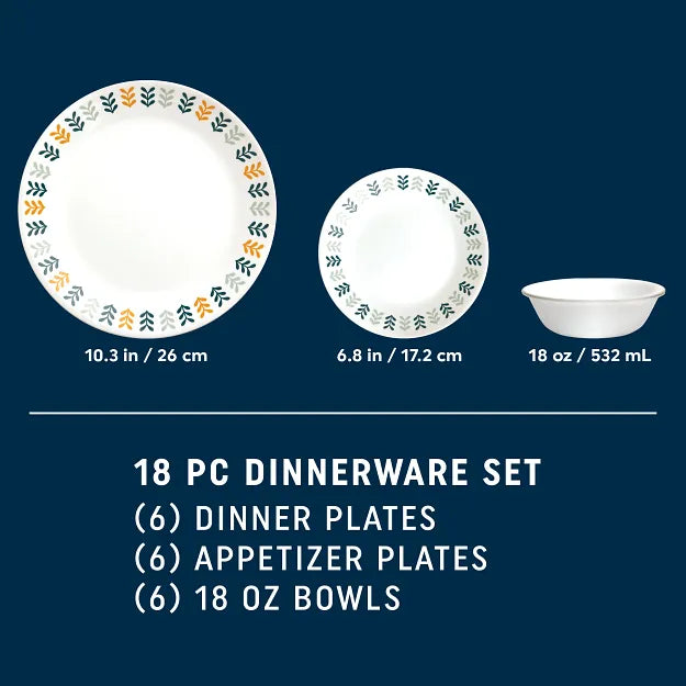 Corelle Lightweight Plates Anders 18-piece Dinnerware Set, Service for 6 - Image 2