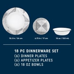 Alternative view of Corelle Lightweight Plates Odisha 18-piece Dinnerware Set, Service for 6