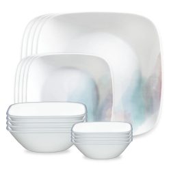 Corelle Lightweight Plates Aquarello 16-piece Dinnerware Set, Service for 4