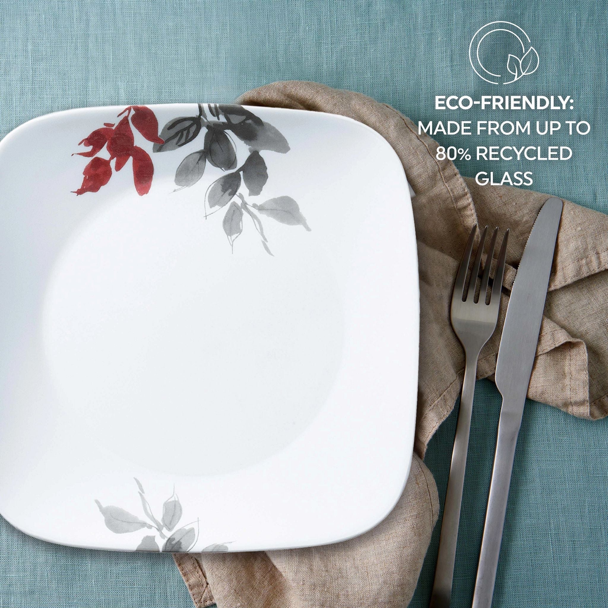 Corelle Lightweight Plates Kyoto Leaves 16-piece Dinnerware Set, Service for 4 - Image 2