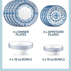 Alternative view of Corelle Lightweight Plates Portofino 16-piece Dinnerware Set, Service for 4