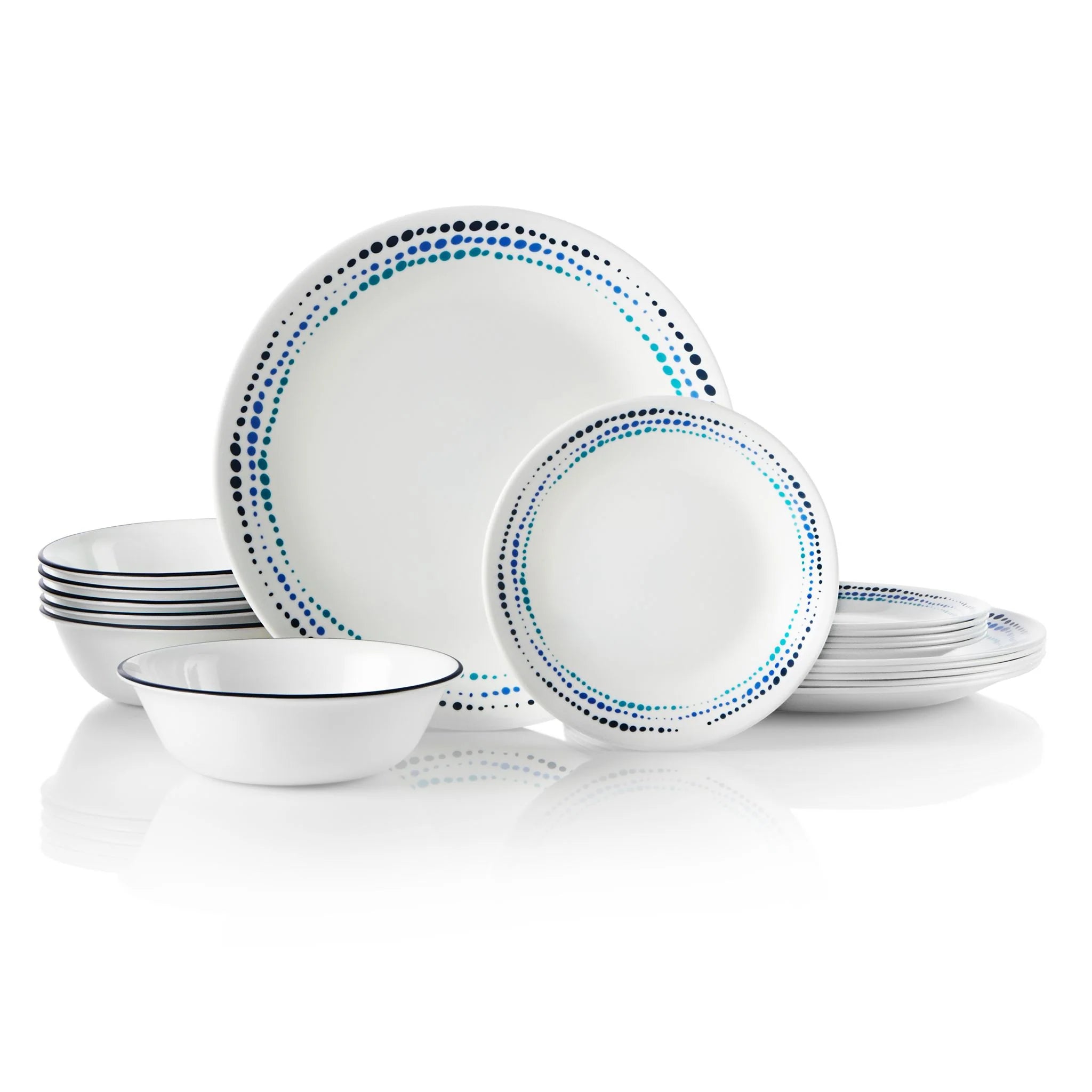 Corelle Lightweight Plates Ocean Blues 18-piece Dinnerware Set, Service for 6 - Image 2