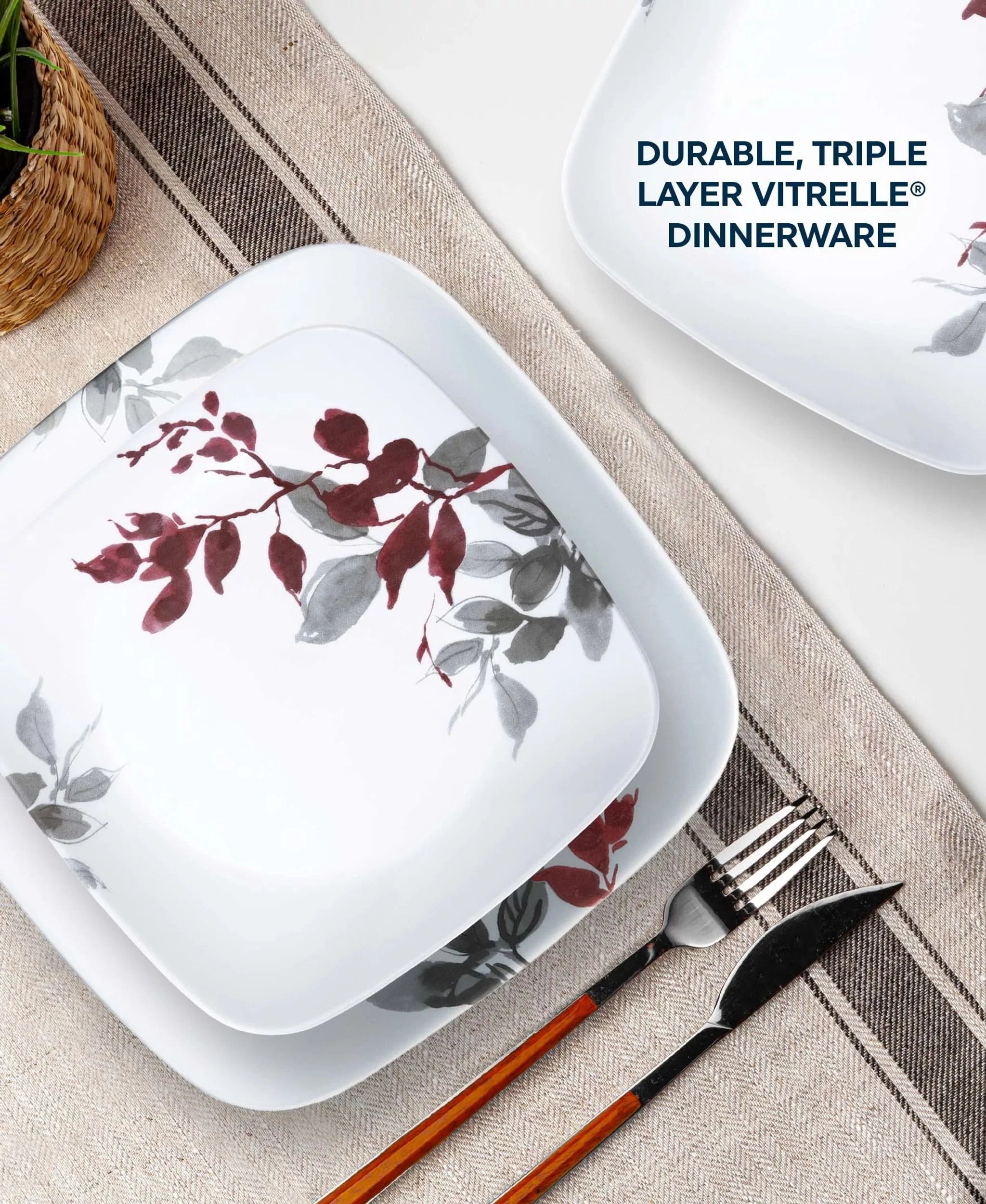 Corelle Lightweight Plates Kyoto Leaves 16-piece Dinnerware Set, Service for 4 - Image 4