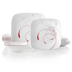 Corelle Lightweight Plates Square Splendor 18-piece Dinnerware Set, Service for 6