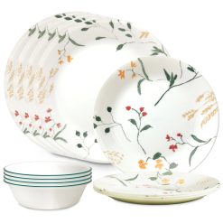 Corelle Lightweight Plates Wildflower Scatter 12-piece Dinnerware Set, Service for 4