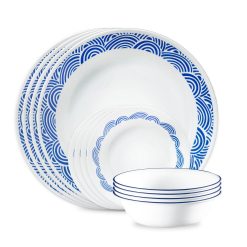 Corelle Lightweight Plates Rolling Waves 18-piece Dinnerware Set, Service for 6