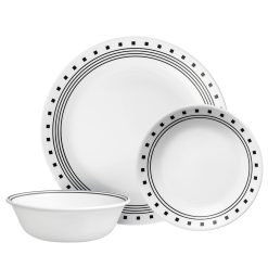 Corelle Lightweight Plates City Block 12-piece Dinnerware Set, Service for 4