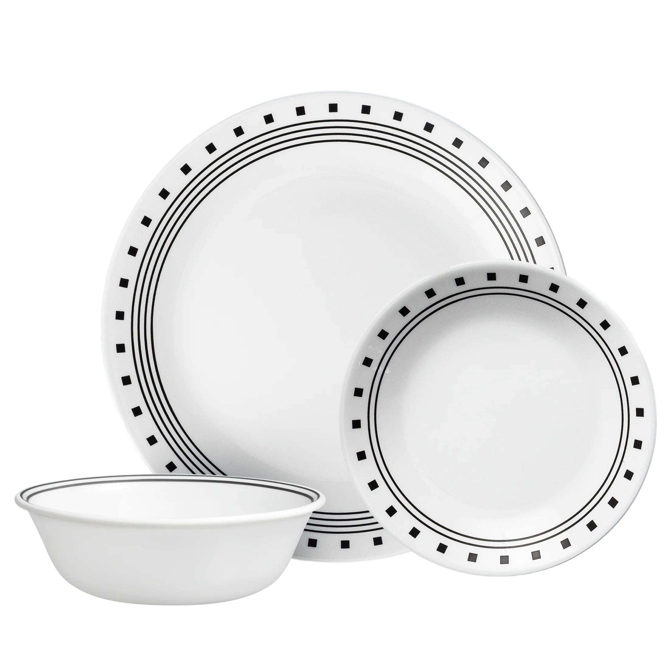 Corelle Lightweight Plates City Block 12-piece Dinnerware Set, Service for 4