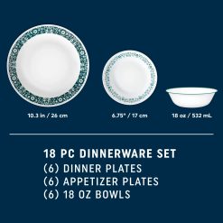 Alternative view of Corelle Lightweight Plates Penelope 18-piece Dinnerware Set, Service for 6