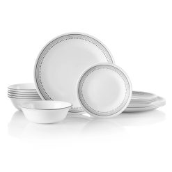 Corelle Lightweight Plates Mystic Gray 18-piece Mugless Dinnerware Set, Service for 6