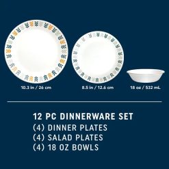 Alternative view of Corelle Lightweight Plates Anders 12-piece Dinnerware Set, Service for 4