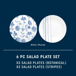 Alternative view of Corelle Lightweight Plates Botanical Stripes 8.5 Salad Plates, 6 Pack