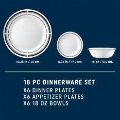 Alternative view of Corelle Lightweight Plates Brasserie 18-piece Dinnerware Set, Service for 6