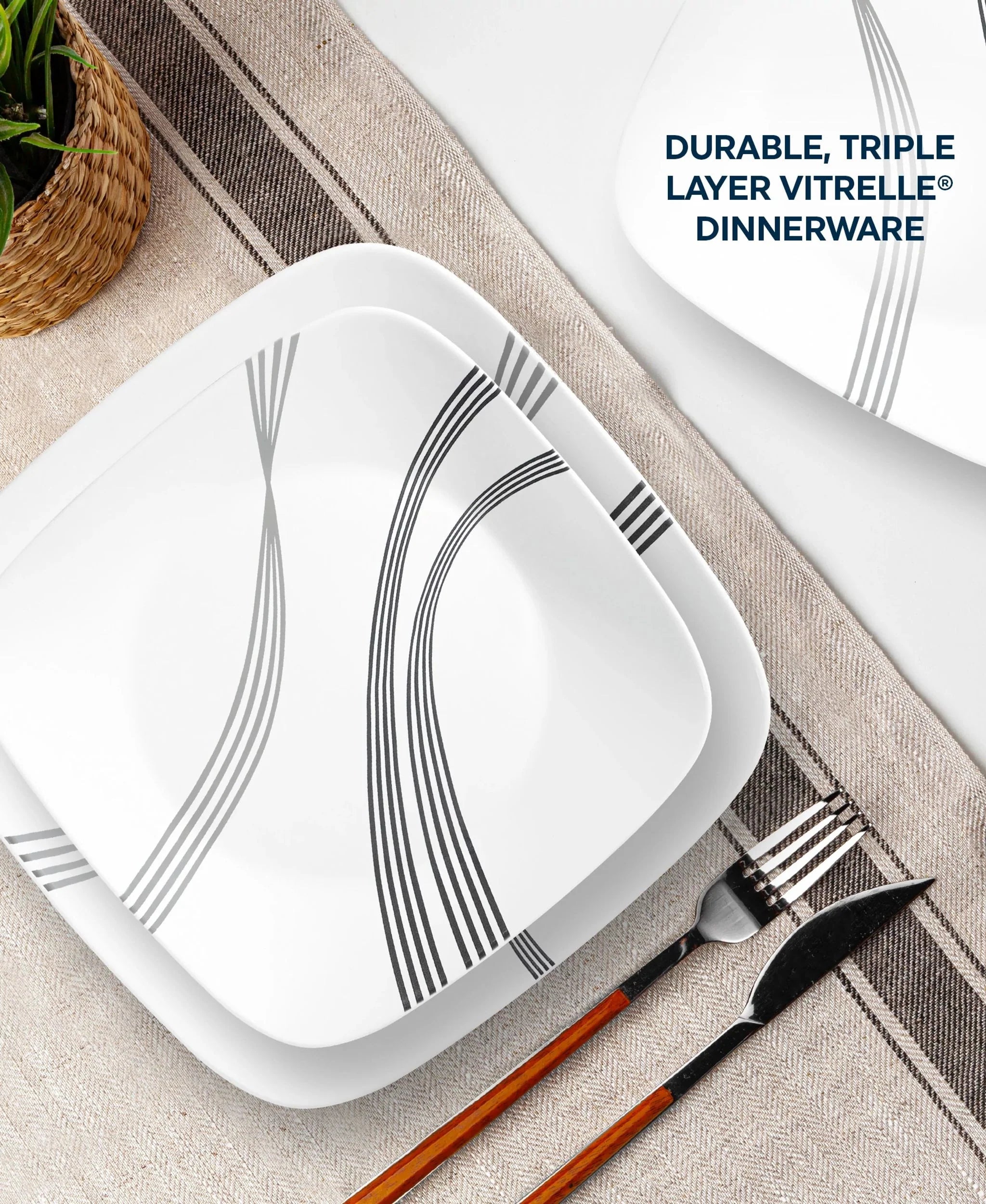 Corelle Lightweight Plates Urban Arc 16-piece Dinnerware Set, Service for 4 - Image 3