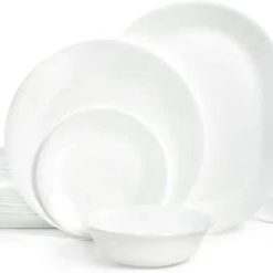 Corelle Lightweight Plates Winter Frost White 38-piece Dinnerware Set, Service for 12