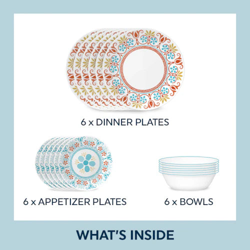 Corelle Lightweight Plates Global Collection Terracotta Dreams 18-piece Dinnerware Set, Service for 6 - Image 2