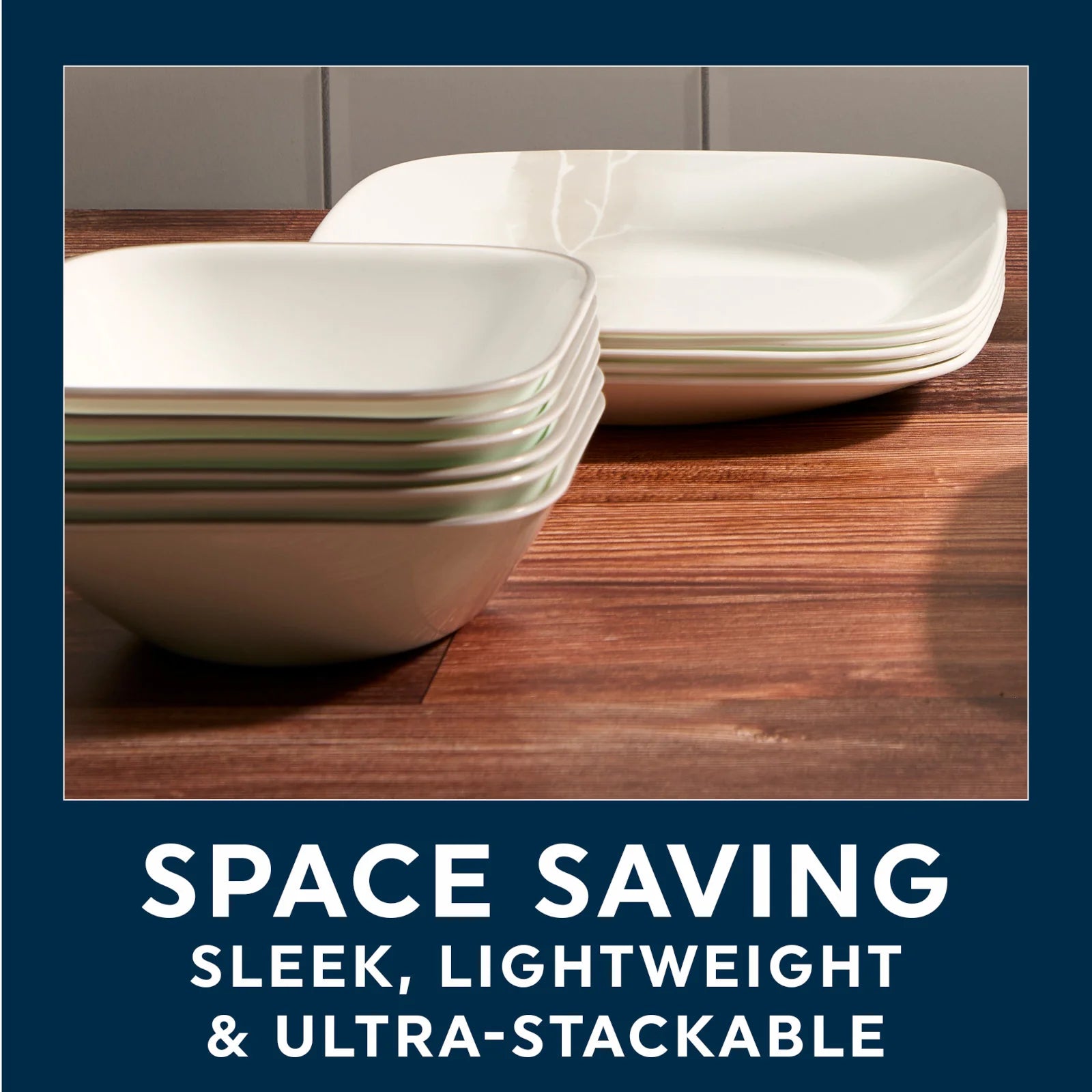 Corelle Lightweight Plates Square Wandering Grove 9 Salad Plate - Image 6