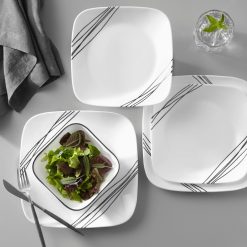 Alternative view of Corelle Lightweight Plates Square Simple Sketch 18-piece Dinnerware Set, Service for 6