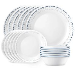 Corelle Lightweight Plates Caspian Lace 18-piece Dinnerware Set, Service for 6