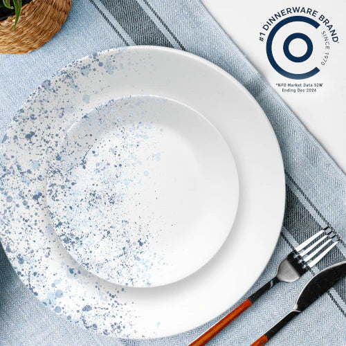 Corelle Lightweight Plates Indigo Speckle 18-piece Dinnerware Set, Service for 6 - Image 3
