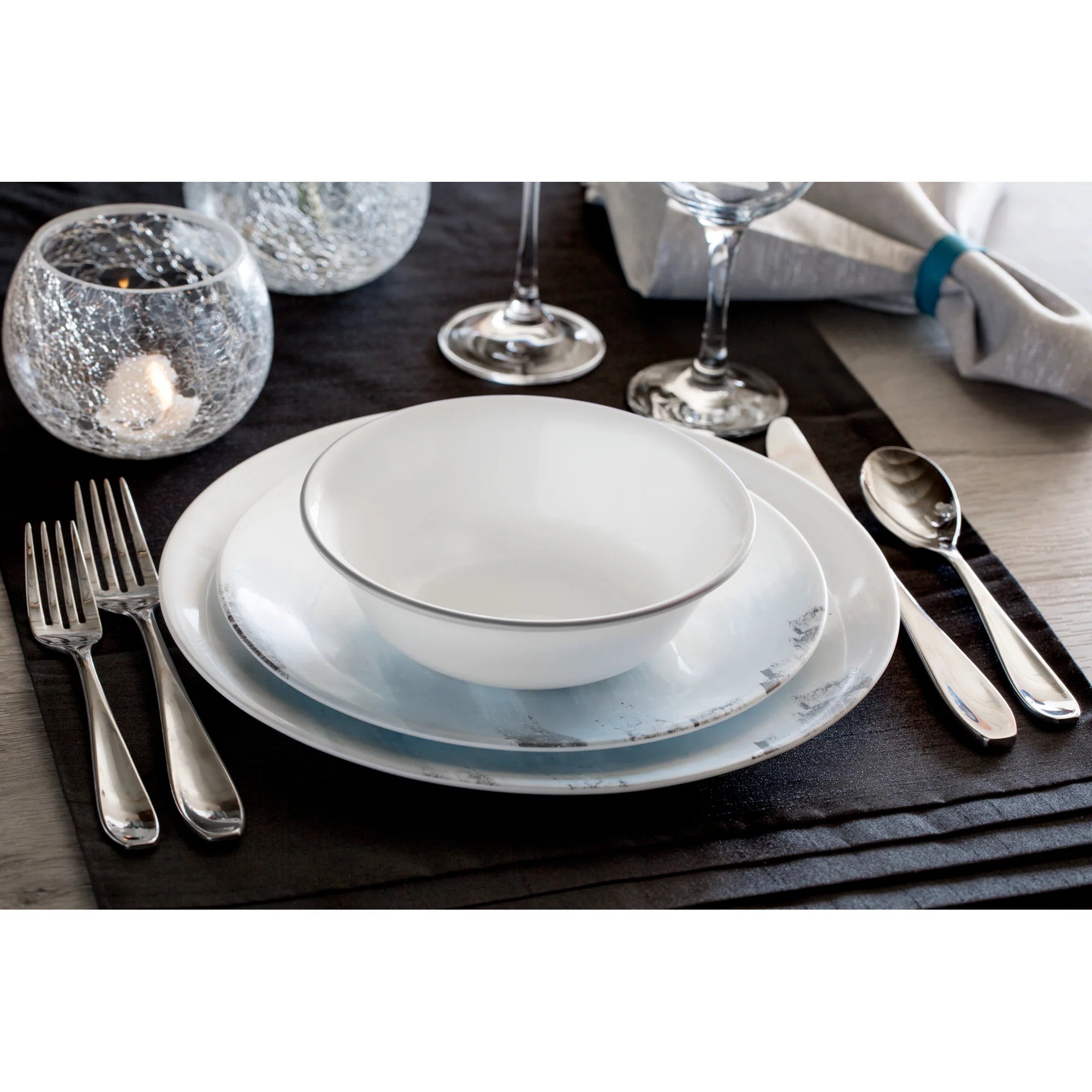 Corelle Lightweight Plates Tranquil Reflections 12-piece Dinnerware Set, Service for 4 - Image 4