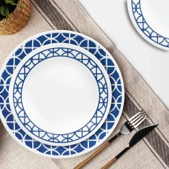 Alternative view of Corelle Lightweight Plates Cobalt Circles 12-piece Mugless Dinnerware Set, Service of 4