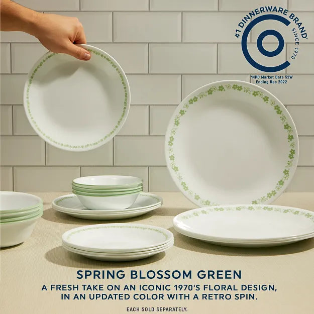 Corelle Lightweight Plates Spring Blossom Green 6.75 Appetizer Plate - Image 2