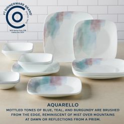 Alternative view of Corelle Lightweight Plates Aquarello 16-piece Dinnerware Set, Service for 4