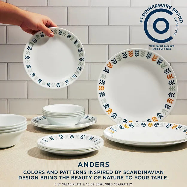 Corelle Lightweight Plates Anders 18-piece Dinnerware Set, Service for 6 - Image 3