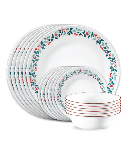 Corelle Lightweight Plates Winter Berries 18-pc Dinnerware Set, Service for 6
