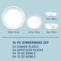 Alternative view of Corelle Lightweight Plates Country Cottage 16-piece Mugless Dinnerware Set, Service for 4