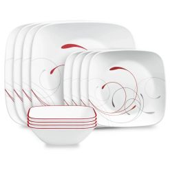 Corelle Lightweight Plates Square Splendor 12-piece Dinnerware Set, Service for 4