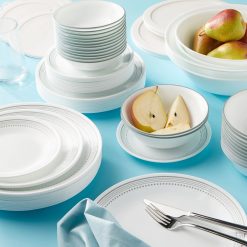 Alternative view of Corelle Lightweight Plates Mystic Gray 78-piece Dinnerware Set, Service for 12
