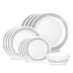 Corelle Lightweight Plates Brushed Silver 16-piece Dinnerware Set, Service for 4