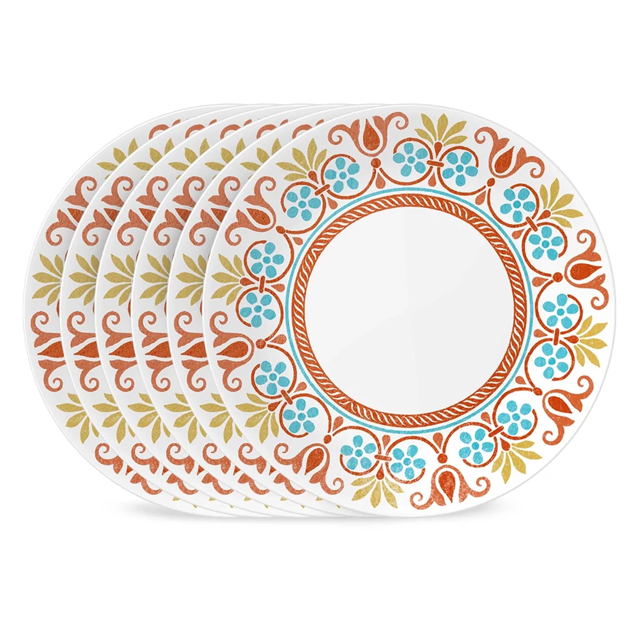 Corelle Lightweight Plates Global Collection Terracotta Dreams 10.25 Dinner Plates, 6-pack