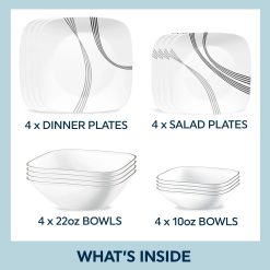 Alternative view of Corelle Lightweight Plates Urban Arc 16-piece Dinnerware Set, Service for 4