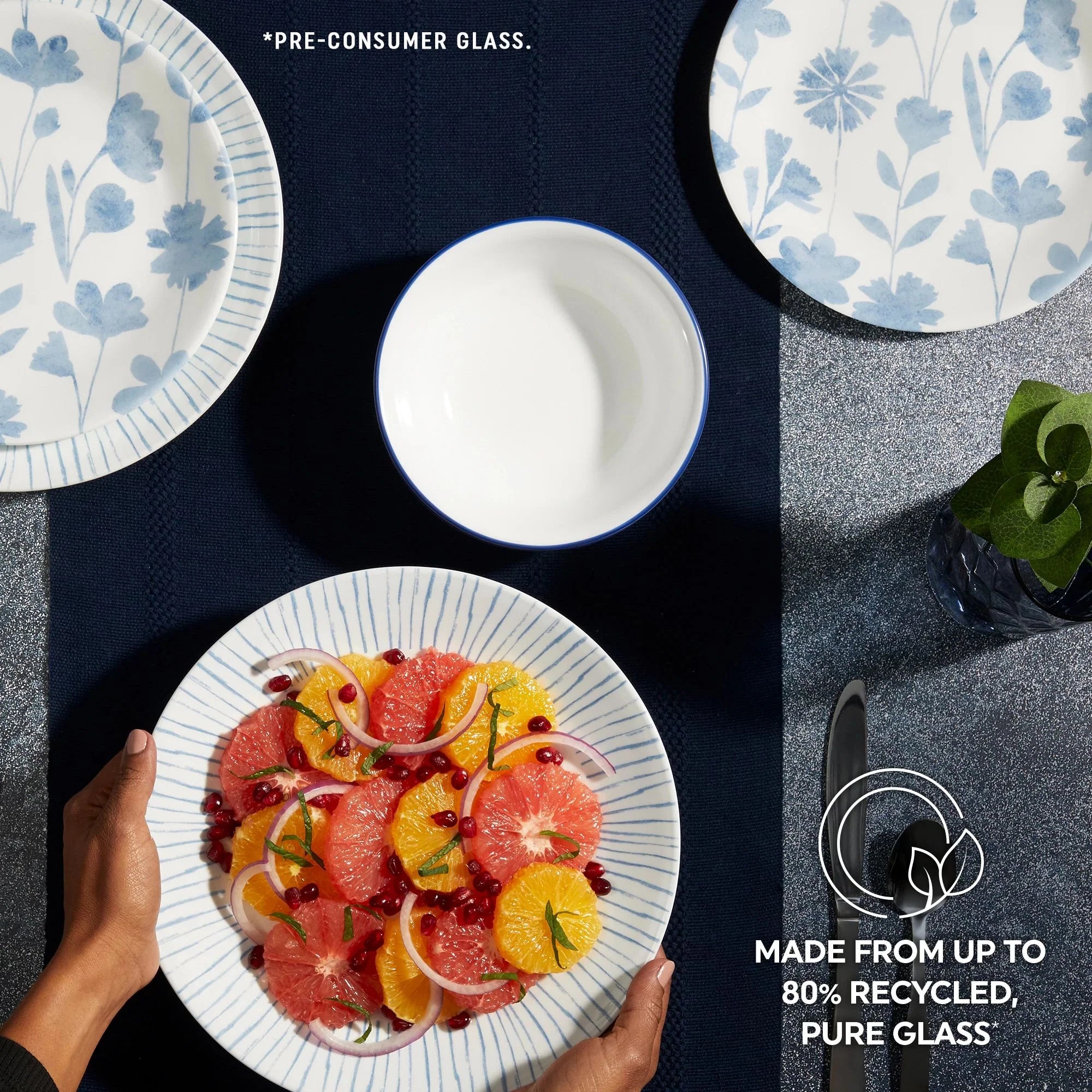 Corelle Lightweight Plates Botanical Stripes 32-piece Dinnerware Set, Service for 8 - Image 6