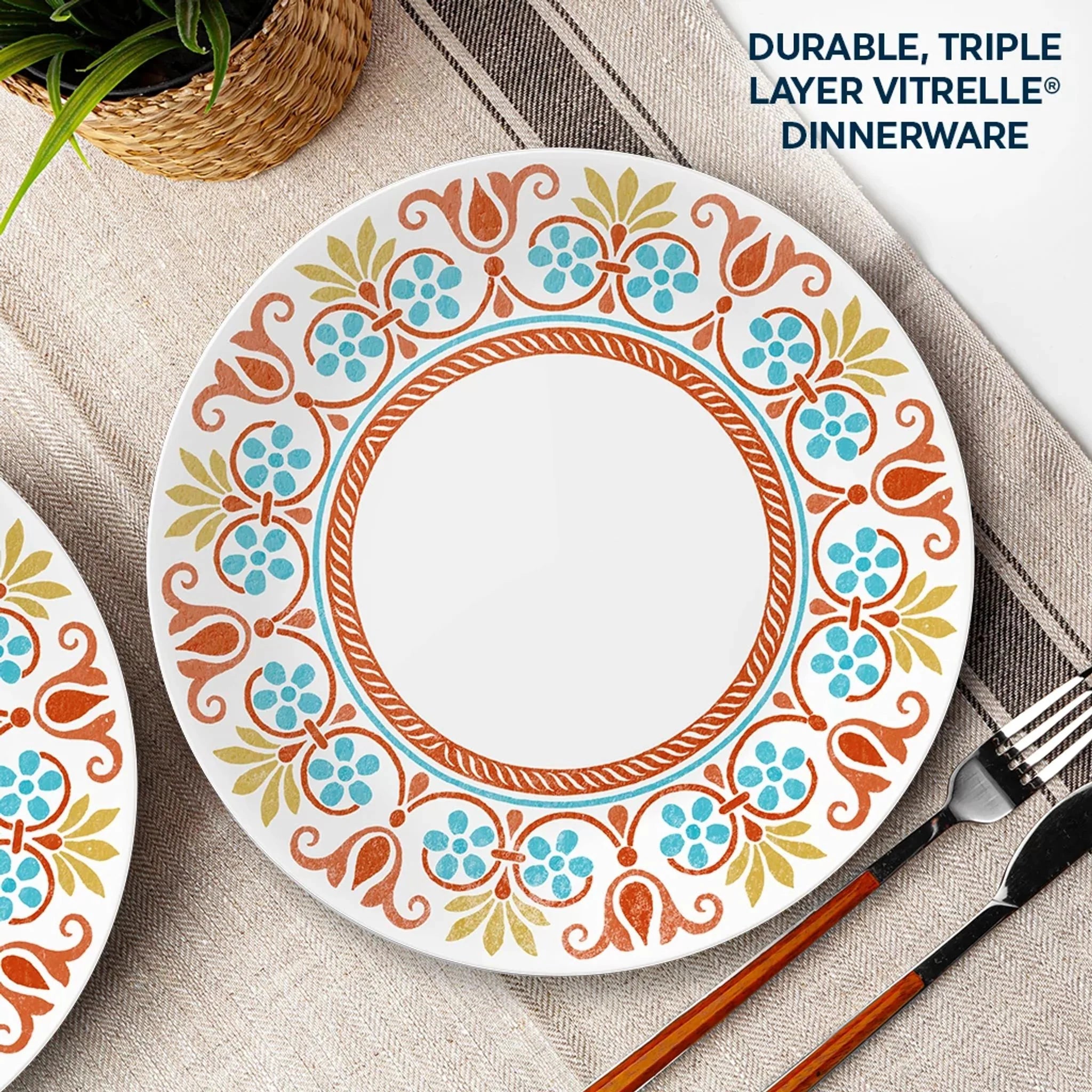 Corelle Lightweight Plates Global Collection Terracotta Dreams 10.25 Dinner Plates, 6-pack - Image 3