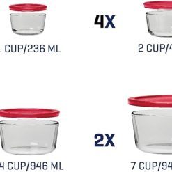 Alternative view of Anchor Hocking 26 Piece Glass Storage Containers with Lids (13 Glass Food Storage Containers & 13 Red SnugFit Lids)
