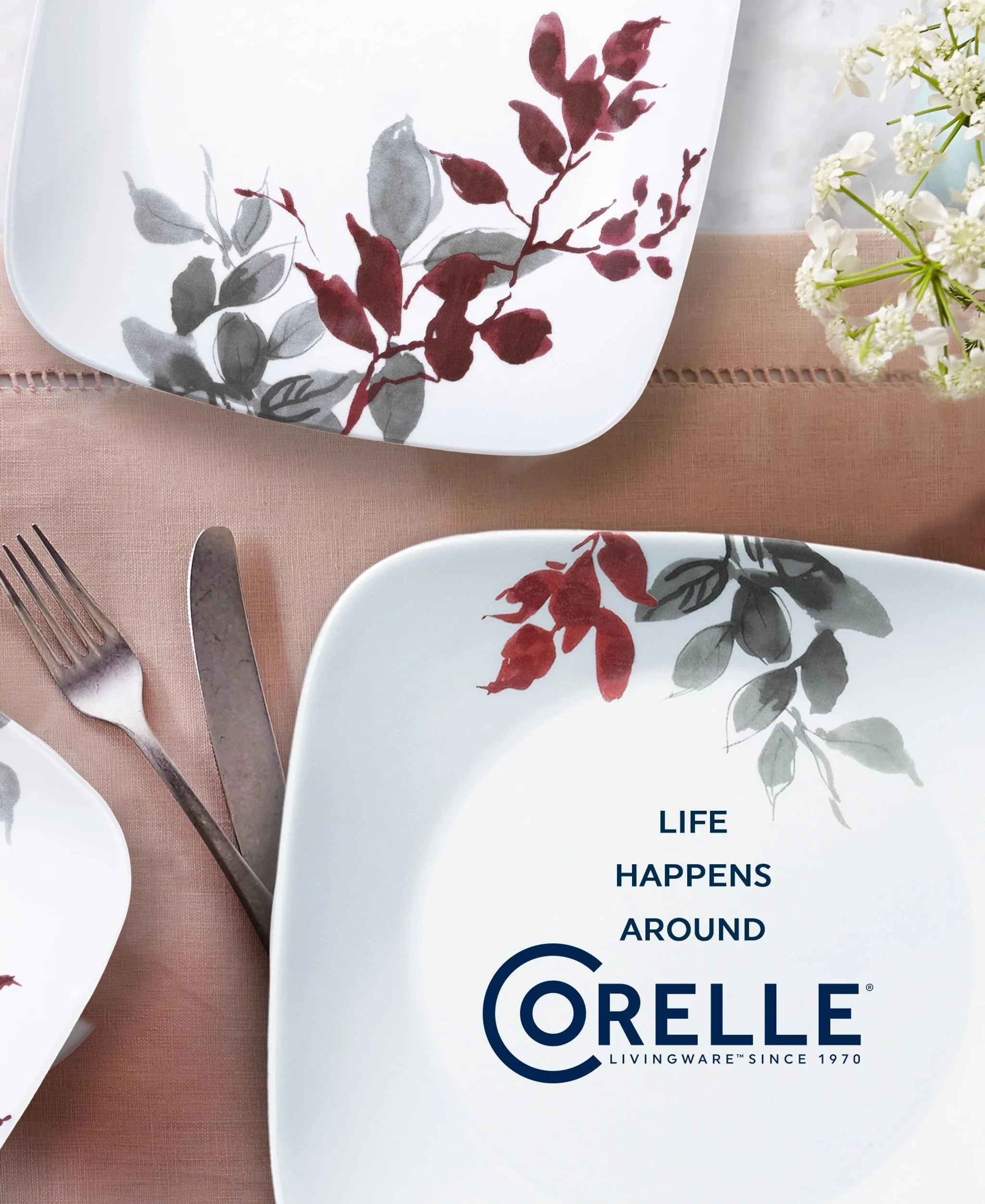 Corelle Lightweight Plates Kyoto Leaves 16-piece Dinnerware Set, Service for 4 - Image 3