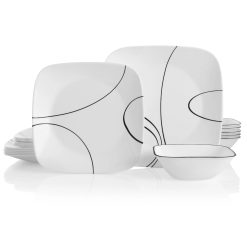 Corelle Lightweight Plates Simple Lines 18-piece Dinnerware Set, Service for 6