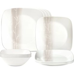 Corelle Lightweight Plates Wandering Groves 12-piece Dinnerware Set, Service for 4