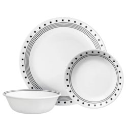 Corelle Lightweight Plates City Block 18-piece Mugless Dinnerware Set, Service for 6