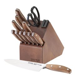 Corelle Lightweight Plates Chicago Dinnerware Signature Edge Walnut 13-piece Knife Block Set