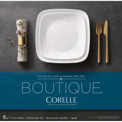 Alternative view of Corelle Lightweight Plates Boutique Vivid White 8-piece Dinnerware Set, Service for 4
