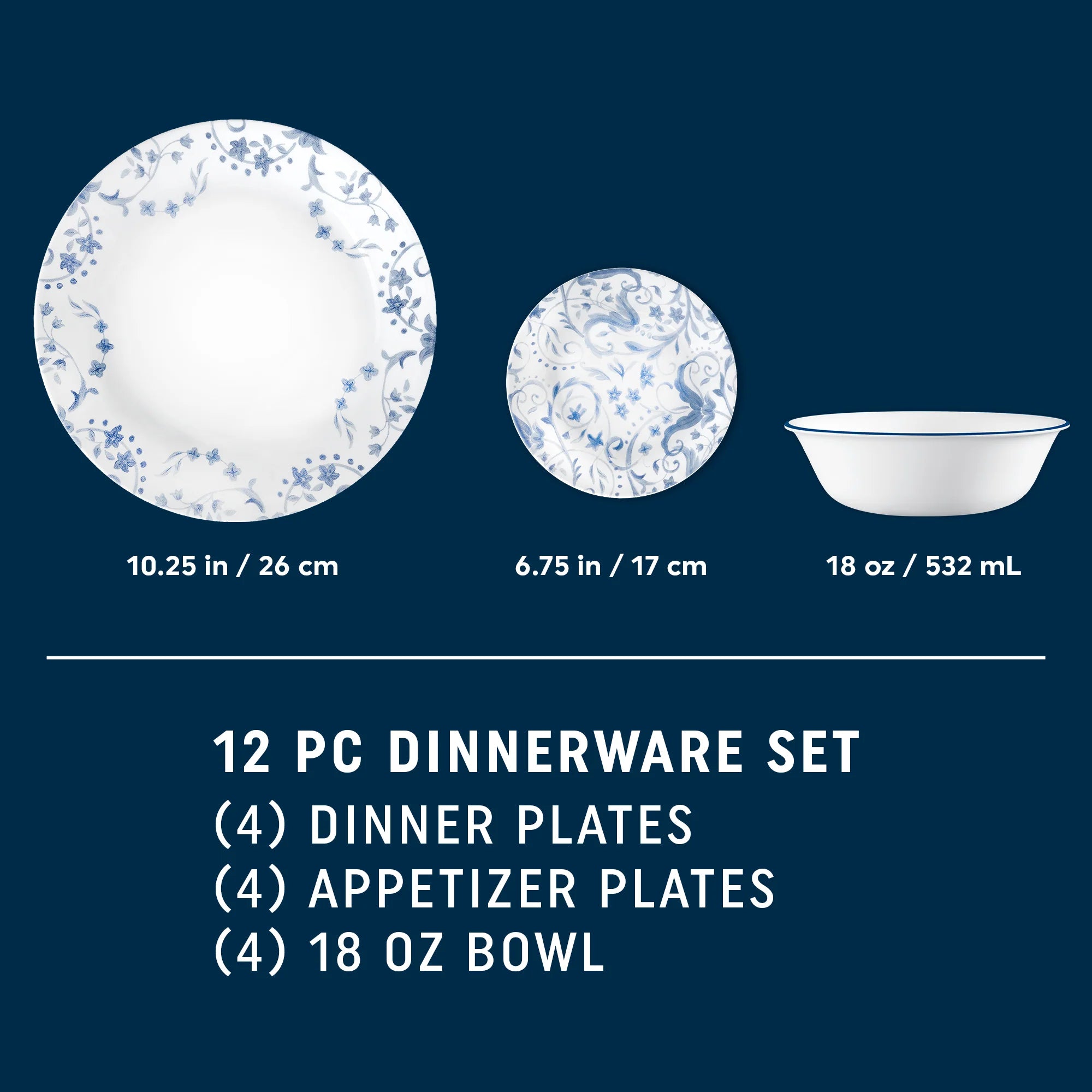 Corelle Lightweight Plates Darlington 12-piece Dinnerware Set, Service for 4 - Image 5