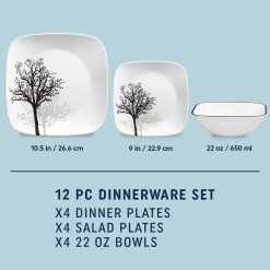Alternative view of Corelle Lightweight Plates Timber Shadows 12-piece Dinnerware Set, Service for 4